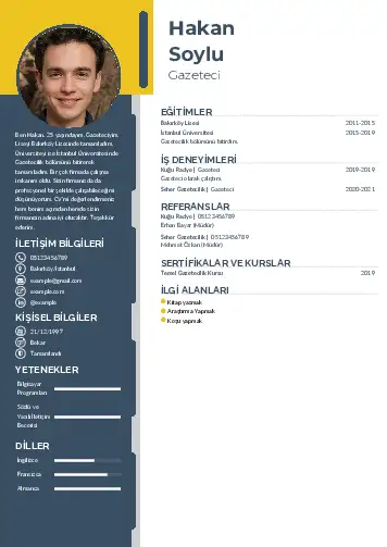 Gazeteci CV Örnekleri cv indir